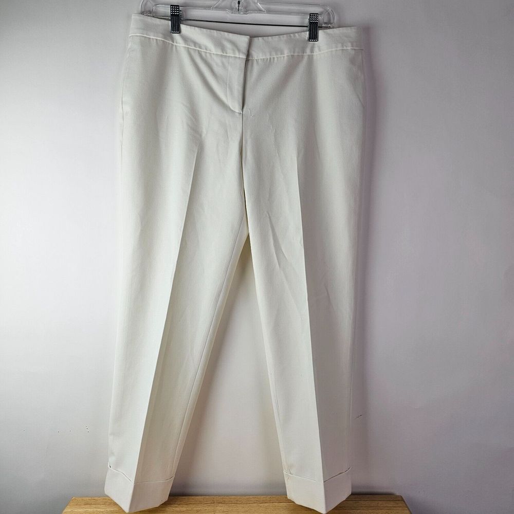 Vince Camuto Womens Cropped Pants Size 10 White Cotton-Blend Pleated‎ Business